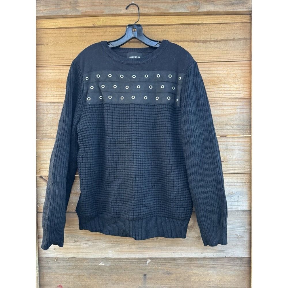 Industry Republic Clothing Sweater Mens‎ Med Black Wool Blend Pullover CrewNeck